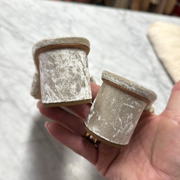 Loeffler Randall Celeste Velvet Slip on Sandal in Metallic Beige Size 7 - Picture 9 of 12